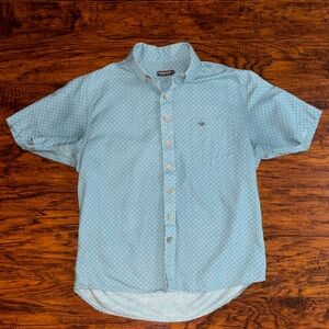 Southern Marsh Aqua Blue Patterned Men’s Short-Sleeve Button-Down Collared Shirt